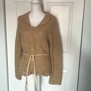 Moth Hand crochet style button down cardigan Sz M